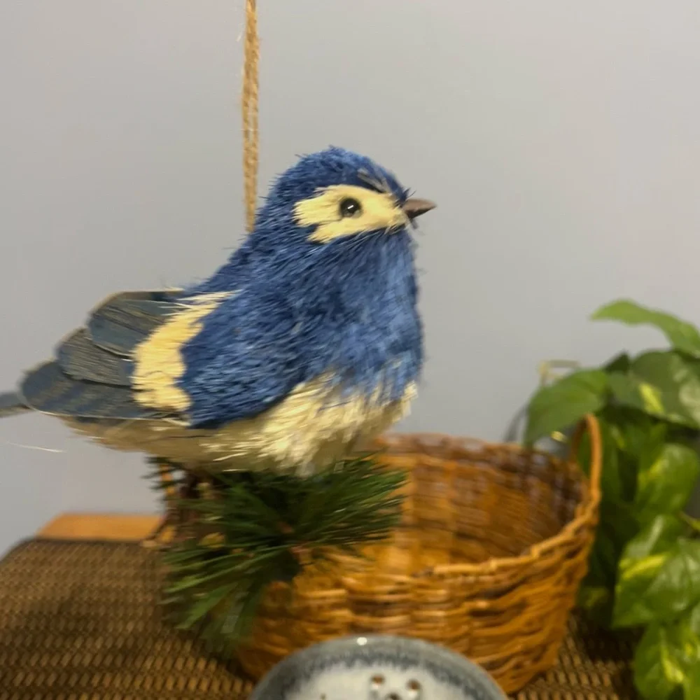 Blue and White Bird Ornament